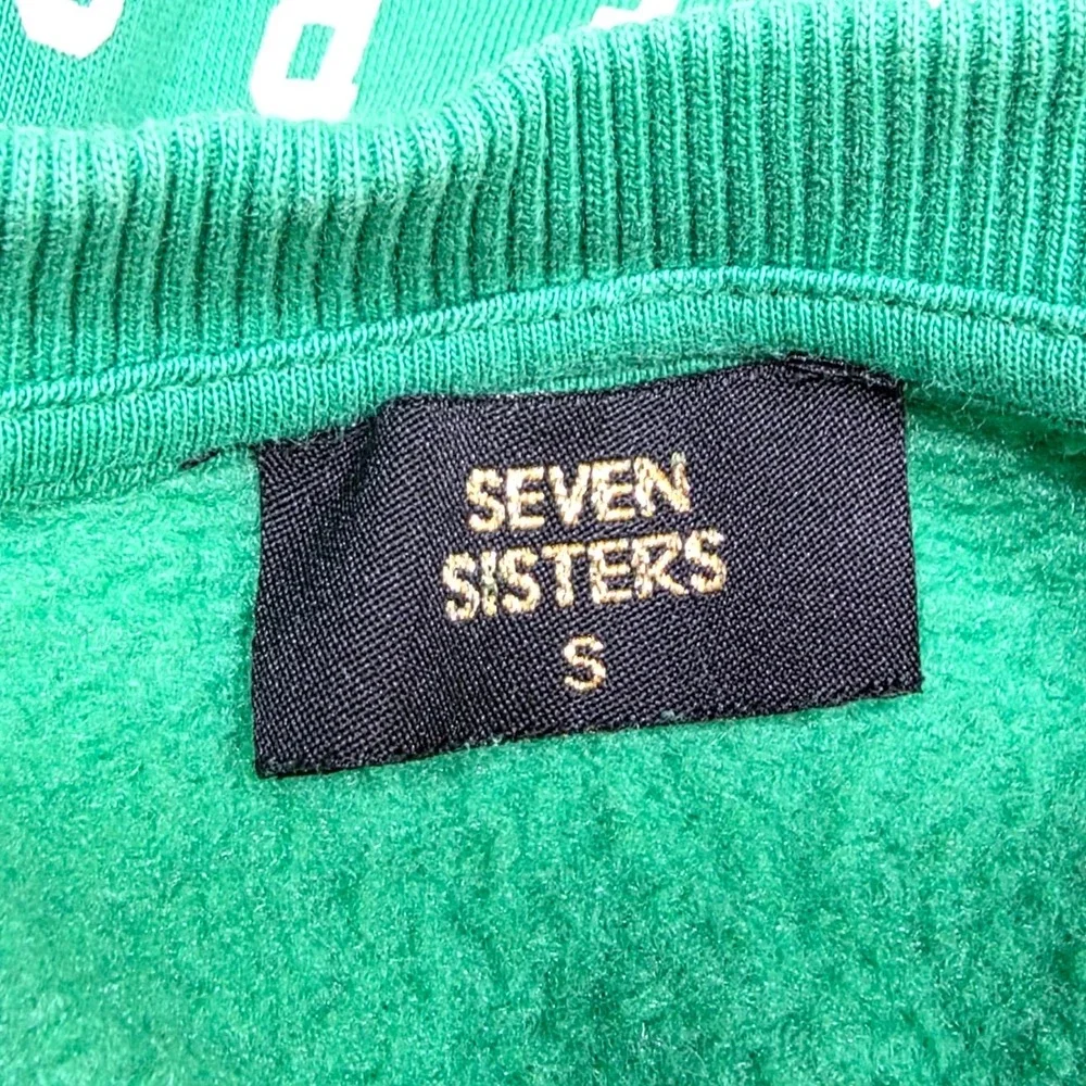 Seven Sisters Sweatshirt S Green Oversized Graphic Crewneck Pullover Streetwear